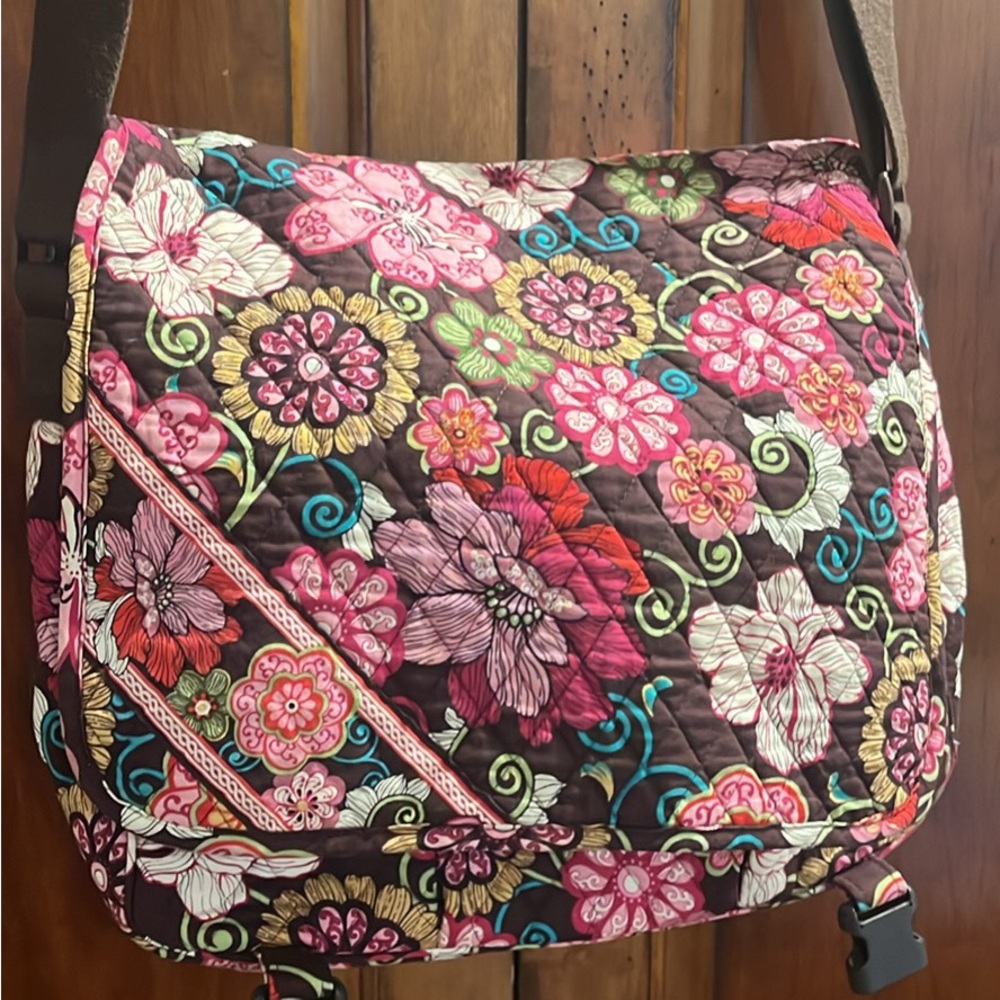 Vera Bradley Floral Quilted Crossbody in Brown and Pink #diaperbag